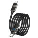 Кабель HOCO U137 Line charging data cable with display Type-C to Type-C 60W 3A 1.2m Black