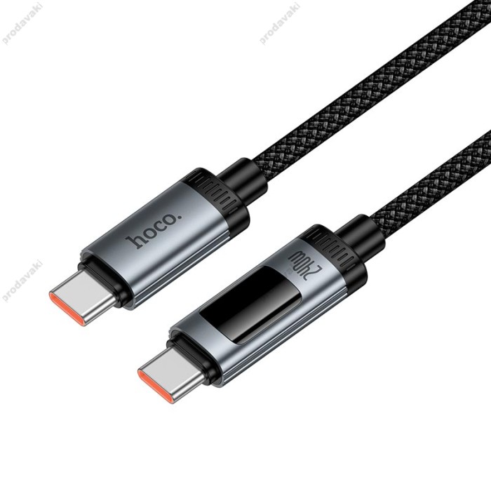 Кабель HOCO U148 Lord digital display charging data cable Type-C to Type-C 240W 5A 1.2m Black