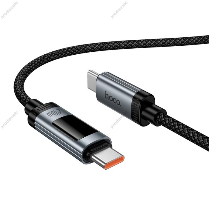 Кабель HOCO U148 Lord digital display charging data cable Type-C to Type-C 240W 5A 1.2m Black