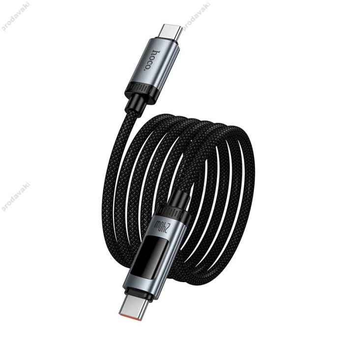 Кабель HOCO U148 Lord digital display charging data cable Type-C to Type-C 240W 5A 1.2m Black