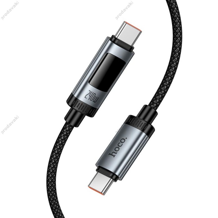 Кабель HOCO U148 Lord digital display charging data cable Type-C to Type-C 240W 5A 1.2m Black