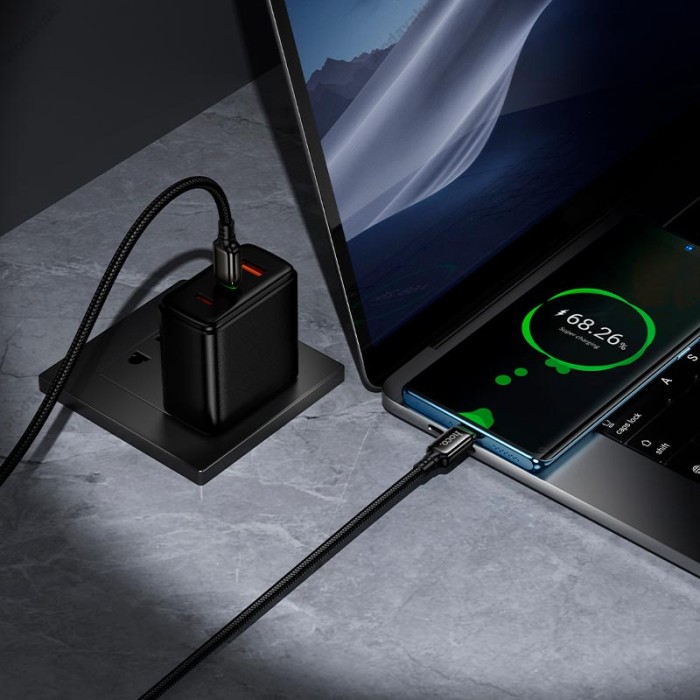 Кабель HOCO X127 Exceed charging data cable Type-C to Type-C 60W 3A 1m Black
