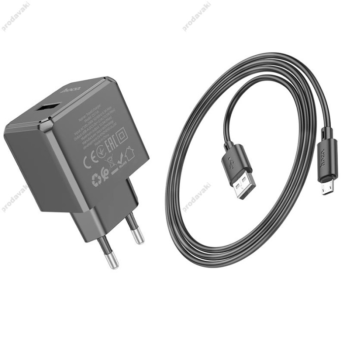 Мережевий зарядний пристрій Hoco CS11A Ocean single port charger Micro USB cable 10.5W Black