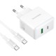 Мережевий зарядний пристрій BOROFONE BA113A Energy charger Type-C to Type-C cable 30W White