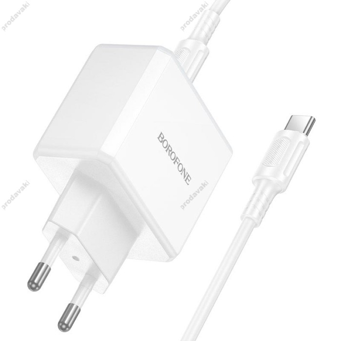 Мережевий зарядний пристрій BOROFONE BA113A Energy charger Type-C to Type-C cable 30W White