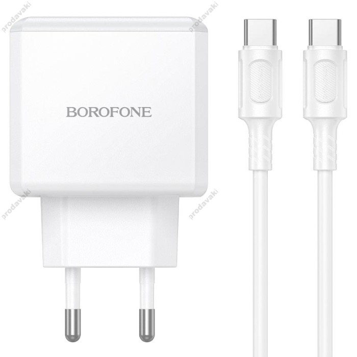 Мережевий зарядний пристрій BOROFONE BA113A Energy charger Type-C to Type-C cable 30W White