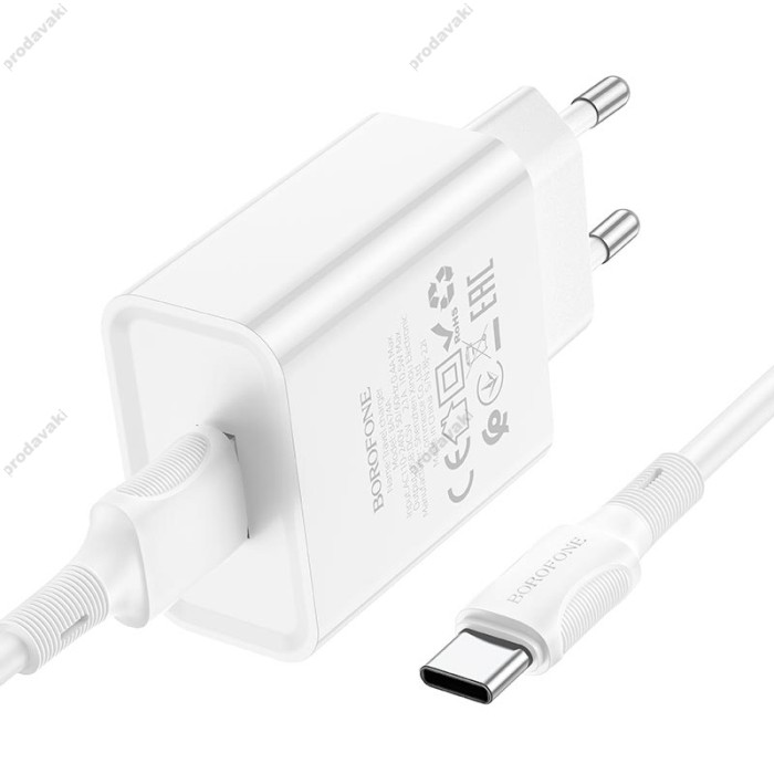Мережевий зарядний пристрій Borofone BA74A Aspirer single port charger Type-C cable 10.5W White
