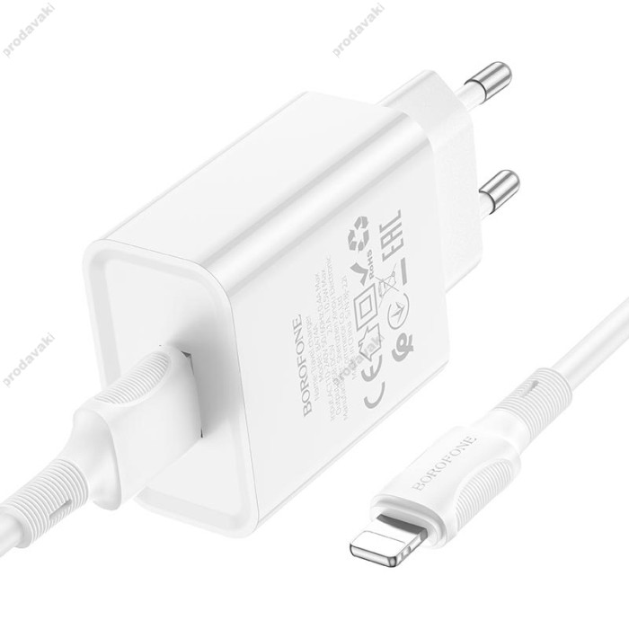 Мережевий зарядний пристрій Borofone BA74A Aspirer single port charger Lightning cable 10.5W White