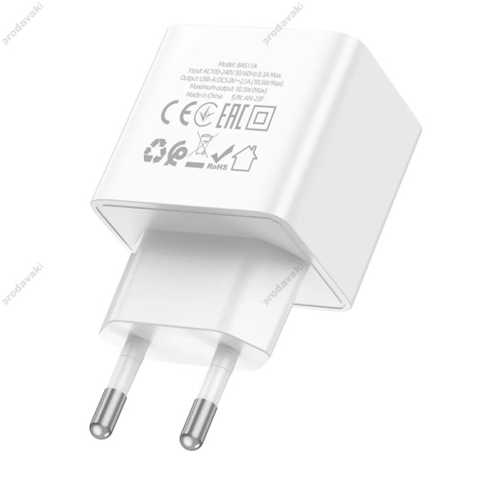 Мережевий зарядний пристрій Borofone BAS11A Frudite single port charger Type-C cable 10.5W White