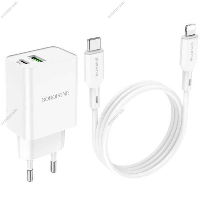 Мережевий зарядний пристрій Borofone BA69A Resource charger Lightning cable 20W White