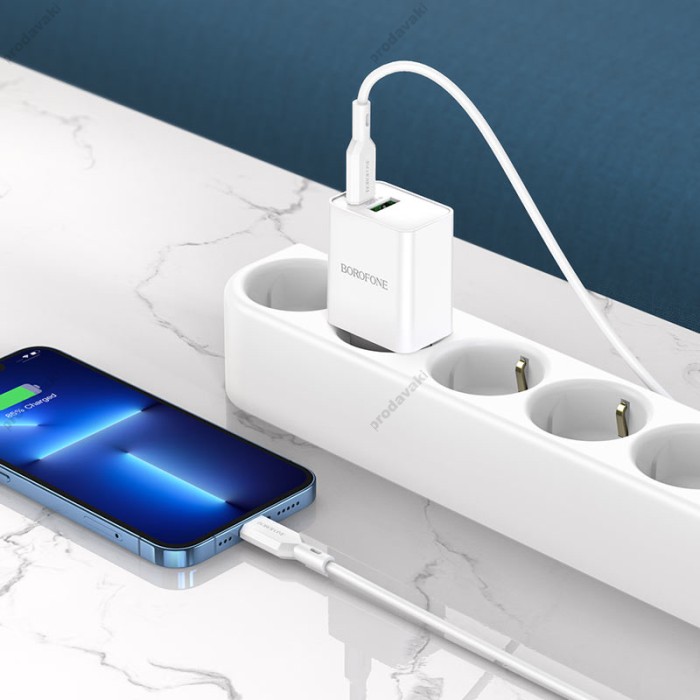 Мережевий зарядний пристрій Borofone BA69A Resource charger Lightning cable 20W White