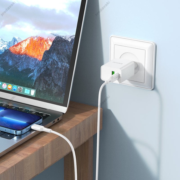 Мережевий зарядний пристрій Borofone BA69A Resource charger Lightning cable 20W White