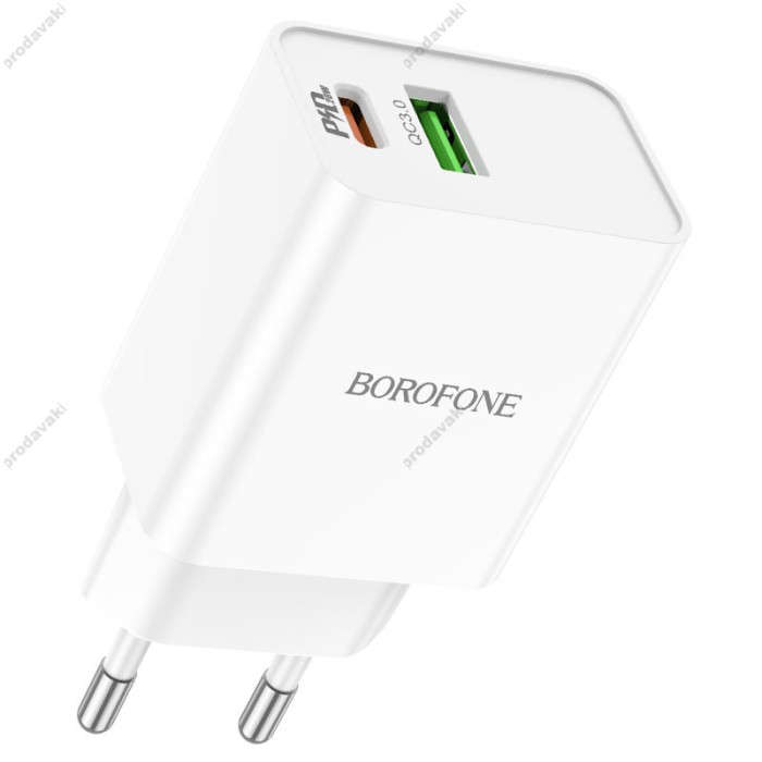 Мережевий зарядний пристрій Borofone BA69A Resource charger Lightning cable 20W White