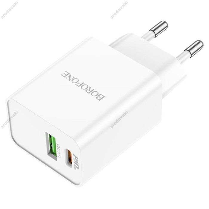 Мережевий зарядний пристрій Borofone BA69A Resource charger Lightning cable 20W White