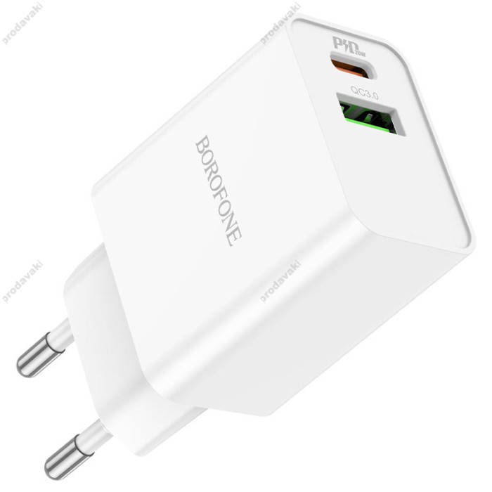 Мережевий зарядний пристрій Borofone BA69A Resource charger Lightning cable 20W White