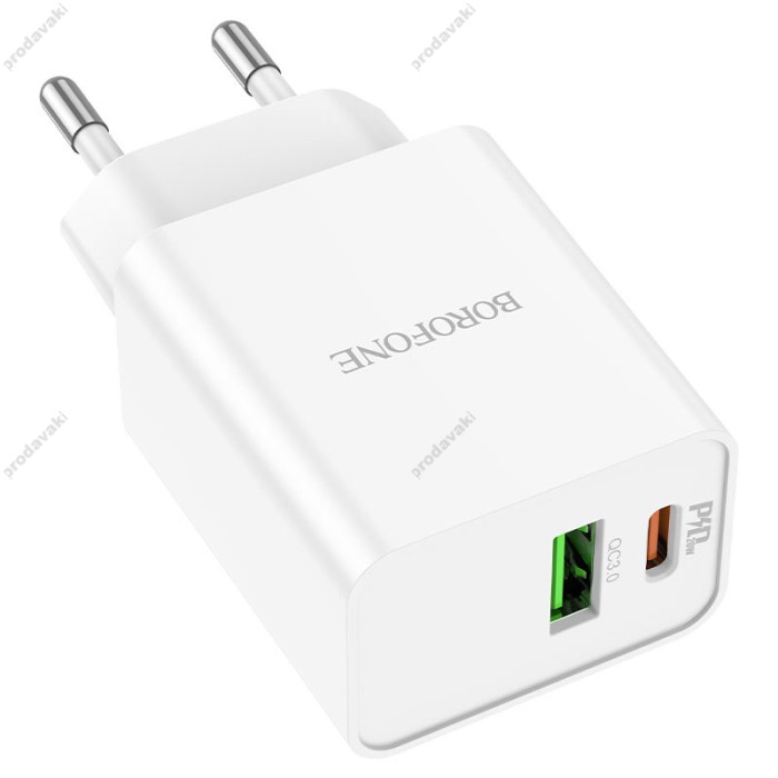Мережевий зарядний пристрій Borofone BA69A Resource charger Lightning cable 20W White