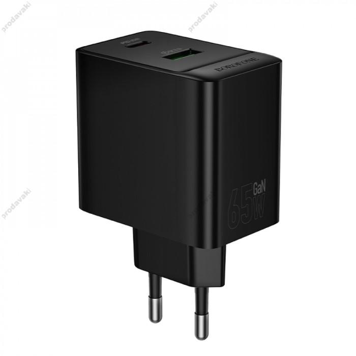 Мережевий зарядний пристрій Borofone BAS17A Erudite GaN charger Type-C cable 65W Black