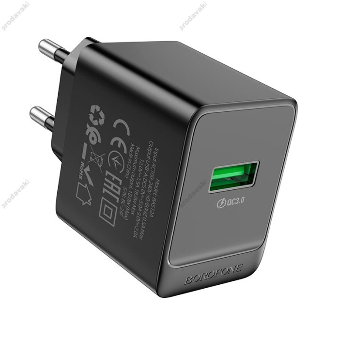 Мережевий зарядний пристрій Borofone BAS12A Erudite single port charger 18W Black