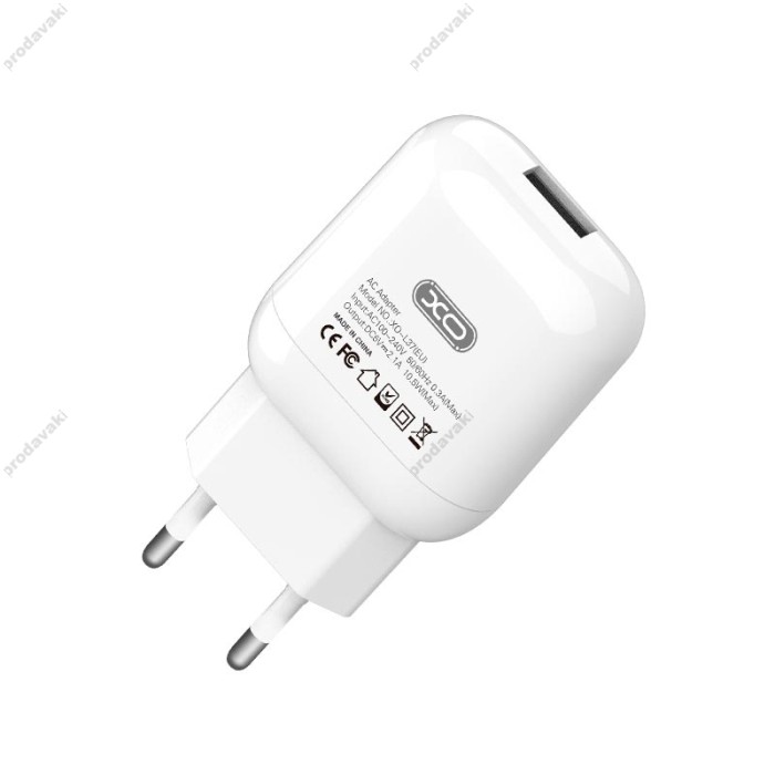 Мережевий зарядний пристрій XO L37 Home charger Micro USB cable 10.5W White