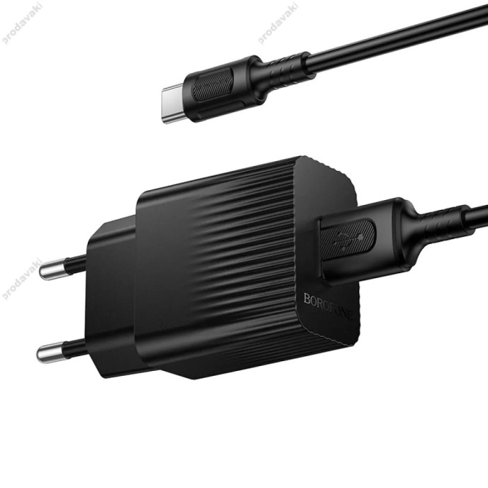 Мережевий зарядний пристрій Borofone BAS71A Source single port charger Type-C cable 10.5W Black