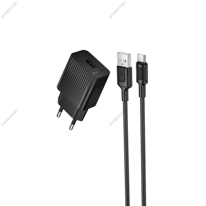 Мережевий зарядний пристрій Borofone BAS71A Source single port charger Type-C cable 10.5W Black
