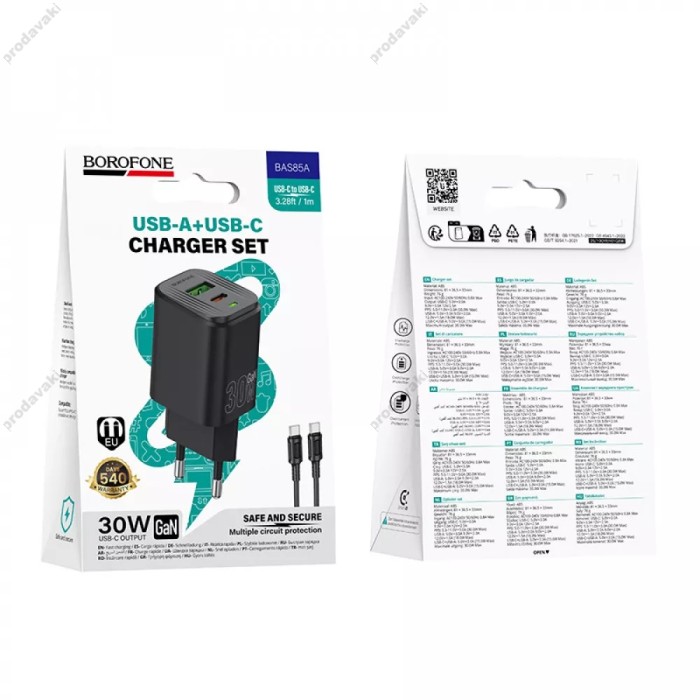 Мережевий зарядний пристрій Borofone BAS85A Star charger Type-C cable 30W Black