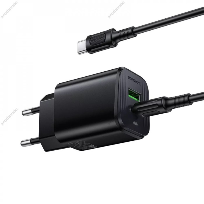Мережевий зарядний пристрій Borofone BAS85A Star charger Type-C cable 30W Black