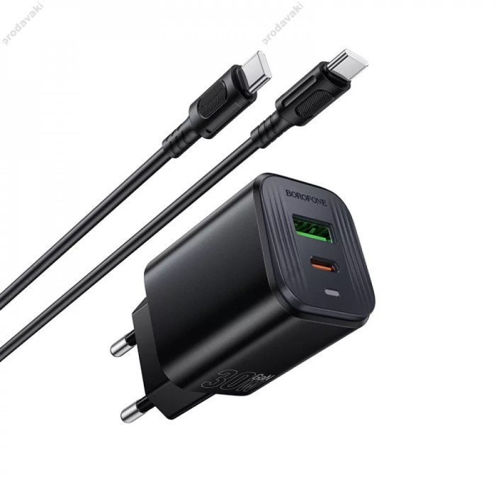 Мережевий зарядний пристрій Borofone BAS85A Star charger Type-C cable 30W Black
