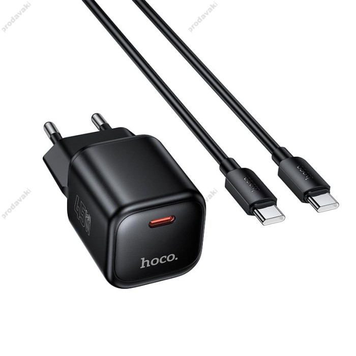 Мережевий зарядний пристрій HOCO N84 Mini single port charger Type-C cable 45W Black