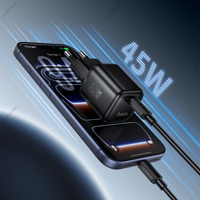 Мережевий зарядний пристрій HOCO N84 Mini single port charger Type-C cable 45W Black