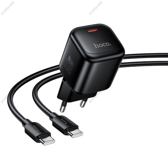 Мережевий зарядний пристрій HOCO N84 Mini single port charger Type-C cable 45W Black