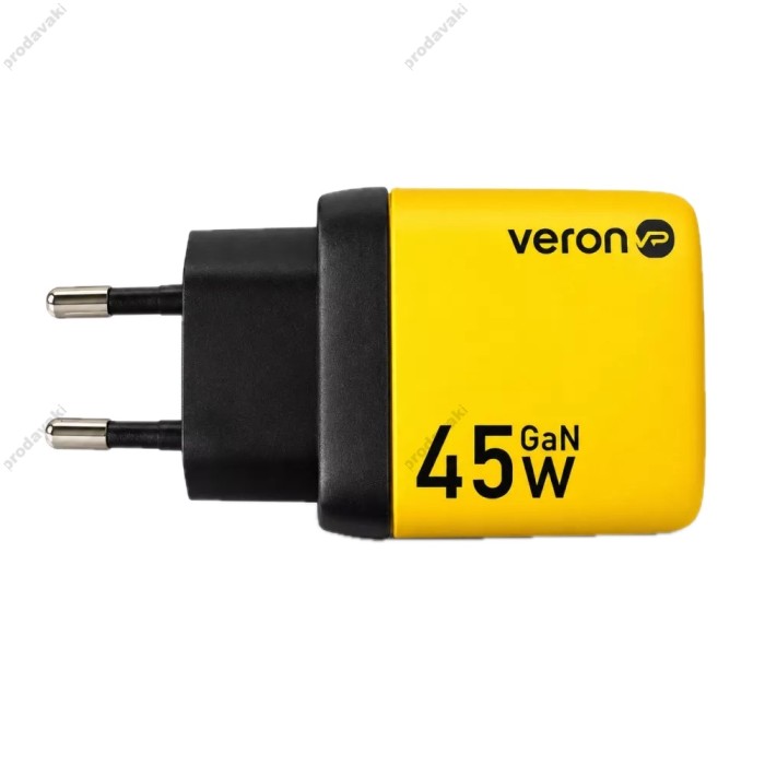 Мережевий зарядний пристрій Veron TC-45 GaN Digital Display 45W Black