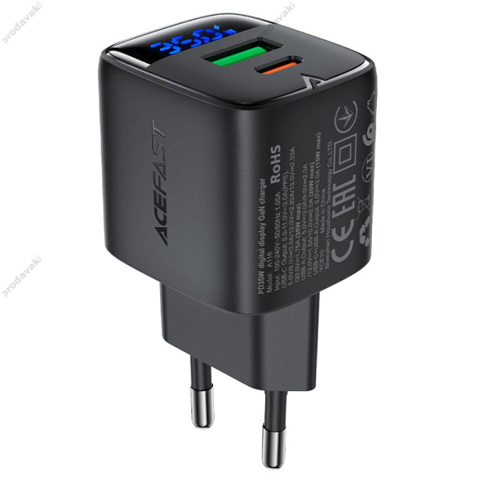 Мережевий зарядний пристрій Acefast A116 Fast charger 35W Black