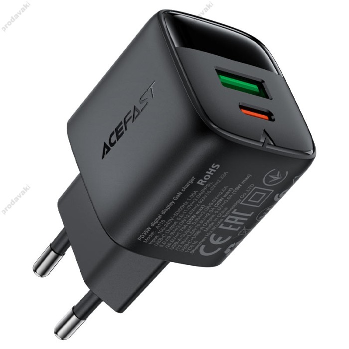 Мережевий зарядний пристрій Acefast A116 Fast charger 35W Black