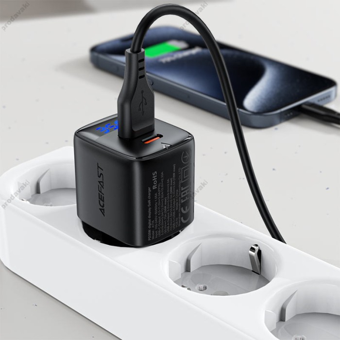 Мережевий зарядний пристрій Acefast A106 Fast charger 45W Black