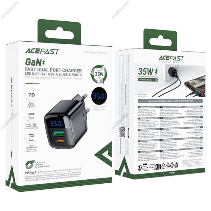 Мережевий зарядний пристрій Acefast A116 Fast charger 35W Black
