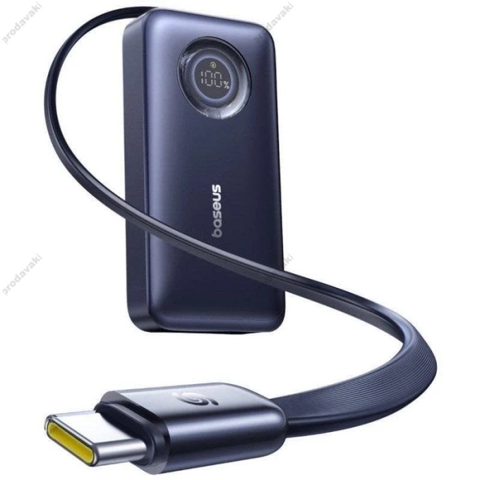 Повербанк портативний акумулятор Power bank Baseus EnerCore CR11 Retractable Cable 45W 10000 mAh Black E0027G00