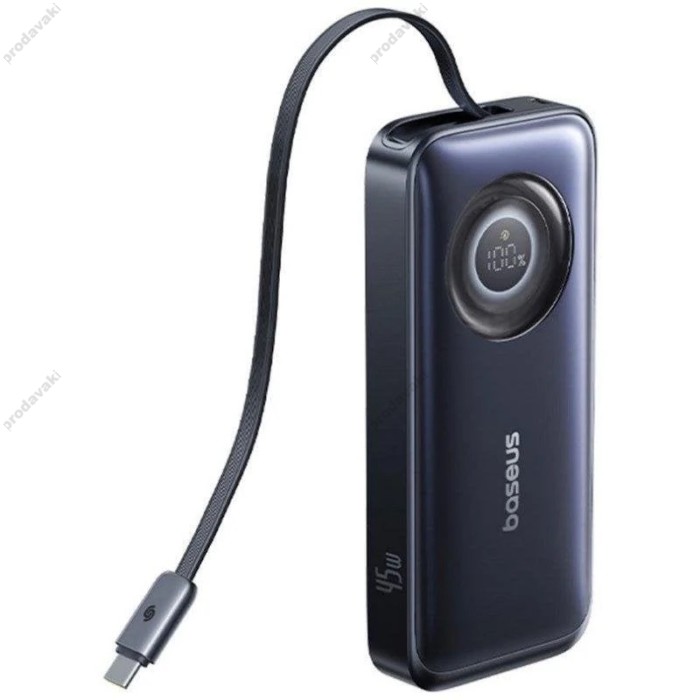 Повербанк портативний акумулятор Power bank Baseus EnerCore CR11 Retractable Cable 45W 10000 mAh Black E0027G00