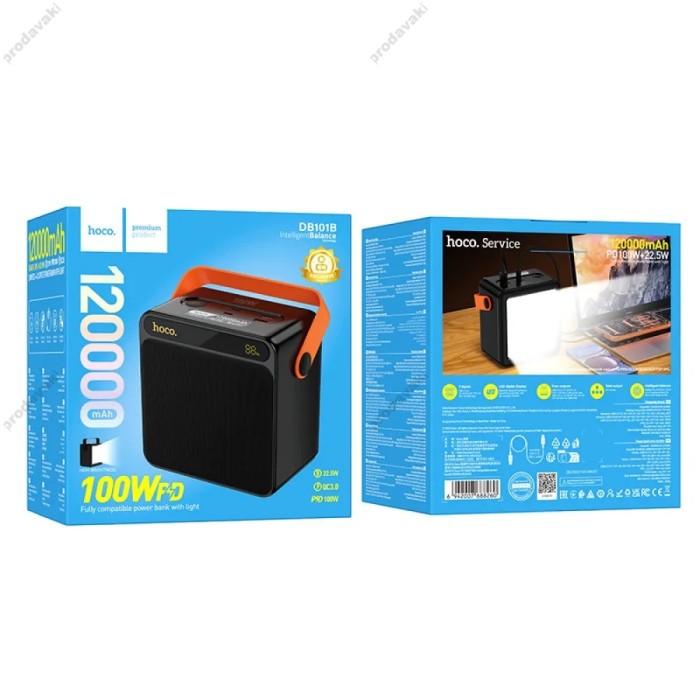 Повербанк портативний акумулятор Power bank Hoco DB101B Zeus PD 100W fully compatible 120 000mAh Black