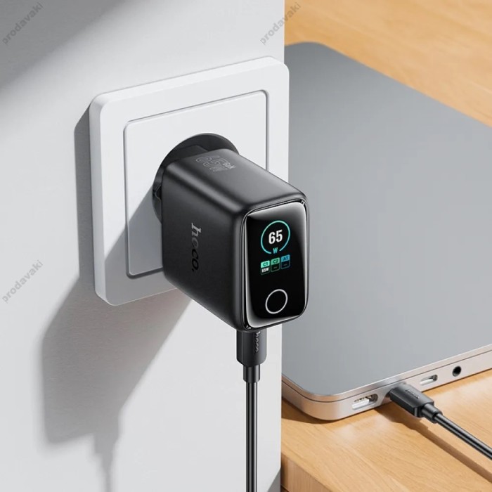 Мережевий зарядний пристрій HOCO N79 charger with TFT display 65W Black