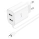 Мережевий зарядний пристрій Hoco C103A Courser dual-port charger Lightning cable 10.5W White