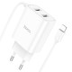Мережевий зарядний пристрій Hoco C103A Courser dual-port charger Lightning cable 10.5W White
