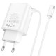Мережевий зарядний пристрій Hoco C103A Courser dual-port charger Type-C cable 10.5W White