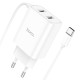 Мережевий зарядний пристрій Hoco C103A Courser dual-port charger Type-C cable 10.5W White