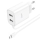 Мережевий зарядний пристрій Hoco C103A Courser dual-port charger Micro USB cable 10.5W White