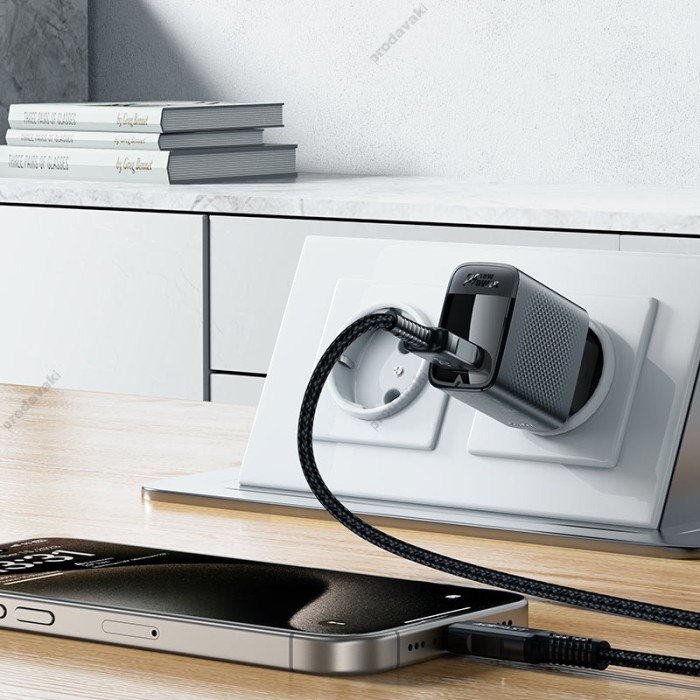 Мережевий зарядний пристрій ACEFAST A90 GaN single charger 18W Black