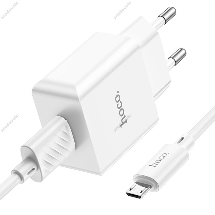 Мережевий зарядний пристрій Hoco C106A Leisure single port charger Micro USB cable 10.5W White