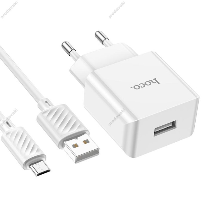 Мережевий зарядний пристрій Hoco C106A Leisure single port charger Micro USB cable 10.5W White