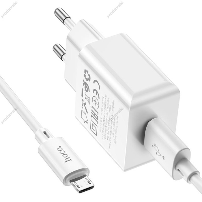 Мережевий зарядний пристрій Hoco C106A Leisure single port charger Micro USB cable 10.5W White
