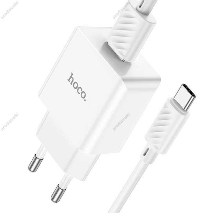 Мережевий зарядний пристрій Hoco C106A Leisure single port charger Type-C cable 10.5W White